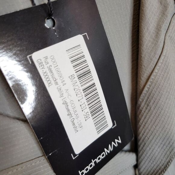 NEW 5XL SEERSUCKER DRY BREATHABLE LONG SLEEVE GRAY SNAP BUTTON DOWN SHIRT NWT - Picture 6 of 8